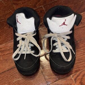 Jordan Kids Black and White Sneakers with Red Jumpman